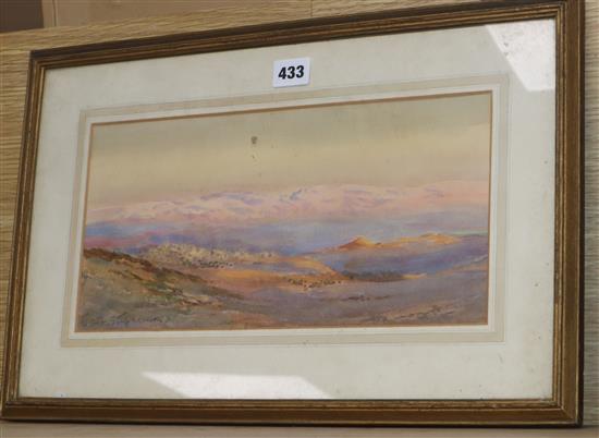 Philipa Anna Frederica Stephenson (fl.1896-1937) watercolour, Sunset on Moab, signed, 17 x 34cm